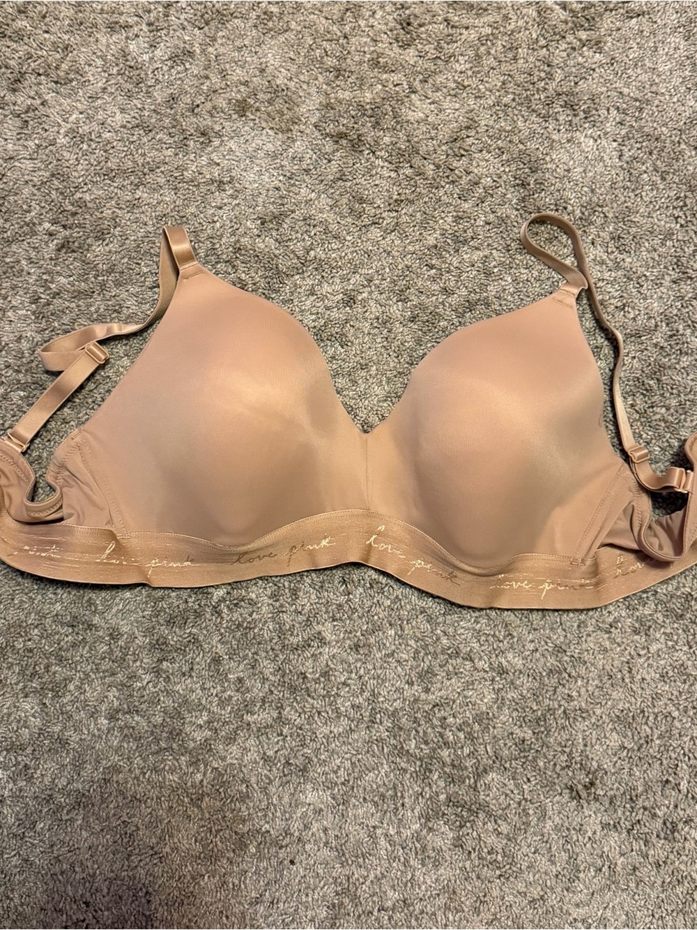 Victoria's Secret PINK Wireless Lightly Lined Bra Nude Love Pink Band 40C